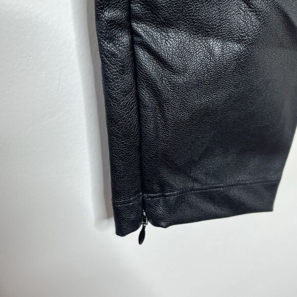 HONEYLOVE Vegan Leather Legging Black Womens 1X Faux Shaping Ankle Zipper - Picture 5 of 10